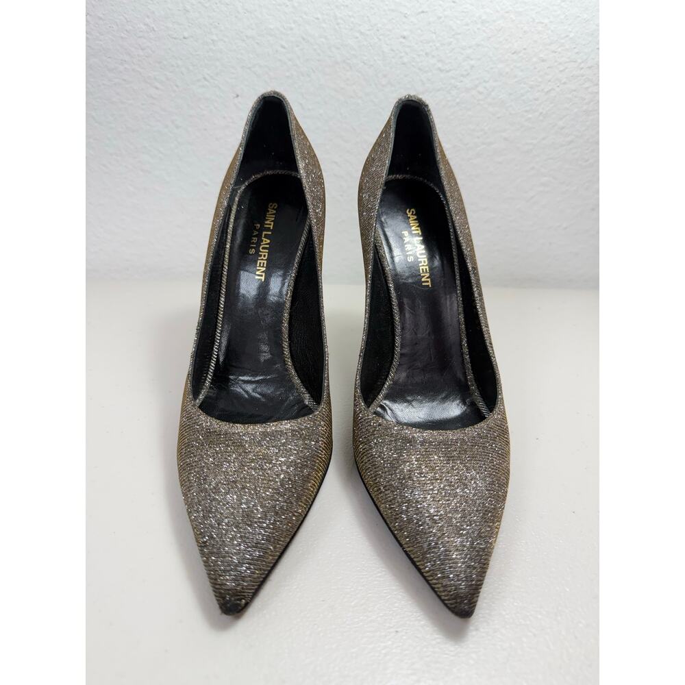 Saint Laurent Paris Metallic Gold Taupe Pointed Toe Stiletto Pumps 39.5 US 9.5 - Picture 3 of 13